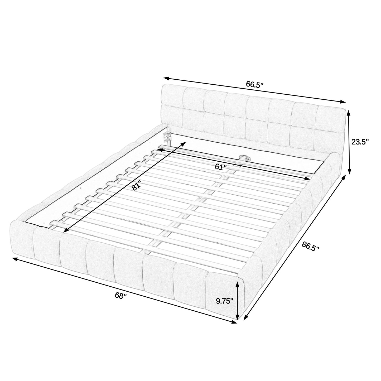 Modern Platform Bed Frame With Thick Fabric - The Sleep Loft - Online Mattress Showroom NYC