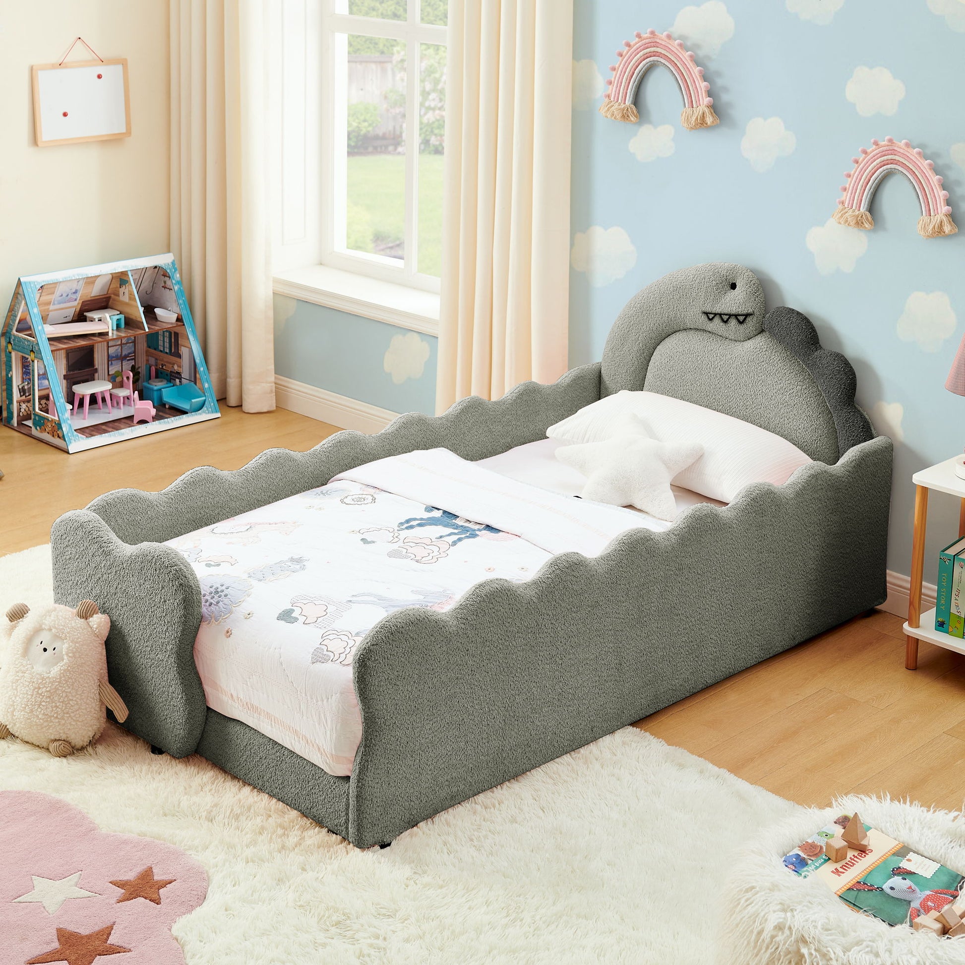 Cute Dinosaur Shaped Bed With Safety Guardrail, Toddler Frame - The Sleep Loft - Online Mattress Showroom NYC