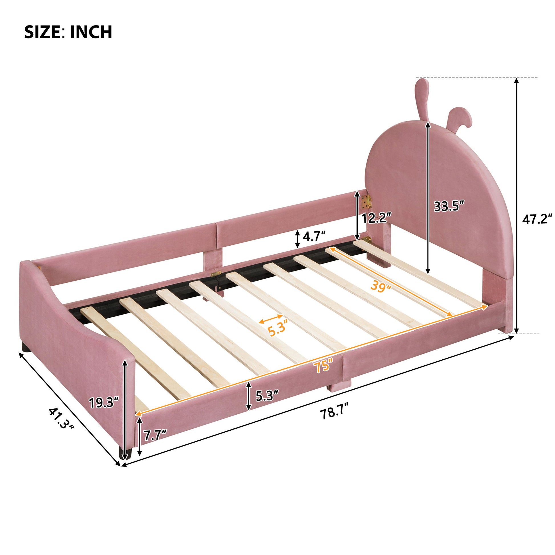 Upholstered Daybed With Rabbit Ear Shaped Headboard - The Sleep Loft - Online Mattress Showroom NYC