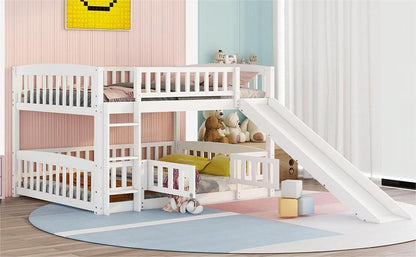 Low Bunk Bed With Slide, Fence And Ladder - The Sleep Loft - Online Mattress Showroom NYC