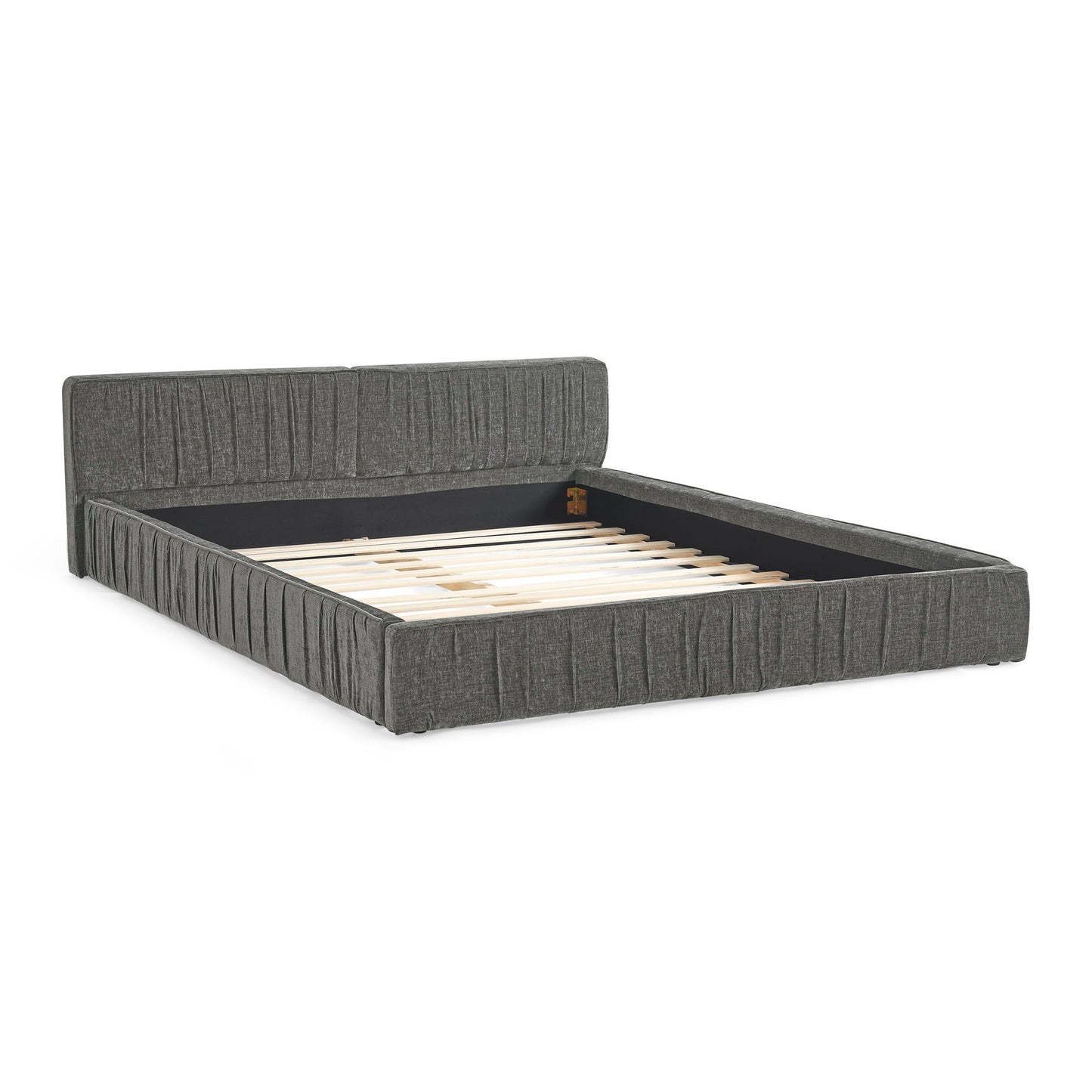 Modern Upholstered Platform Bed Frame With Pleated Design - The Sleep Loft - Online Mattress Showroom NYC