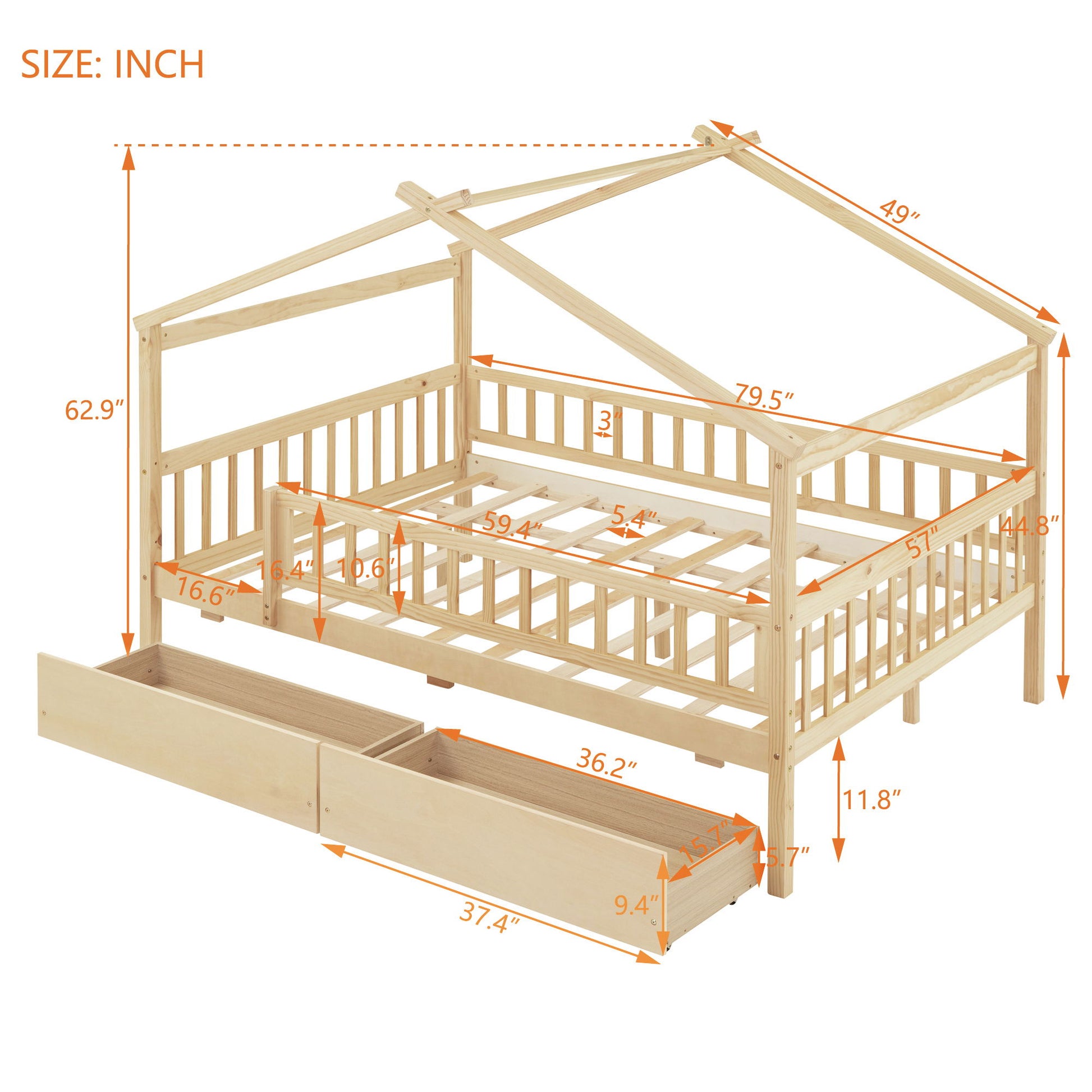 House Bed With 2 Drawers - The Sleep Loft - Online Mattress Showroom NYC
