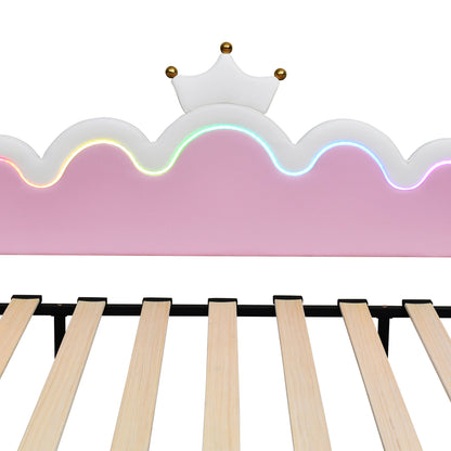 Extending Daybed With LED Lights, Modern Upholstered Princess Daybed With Crown Headboard - The Sleep Loft - Online Mattress Showroom NYC