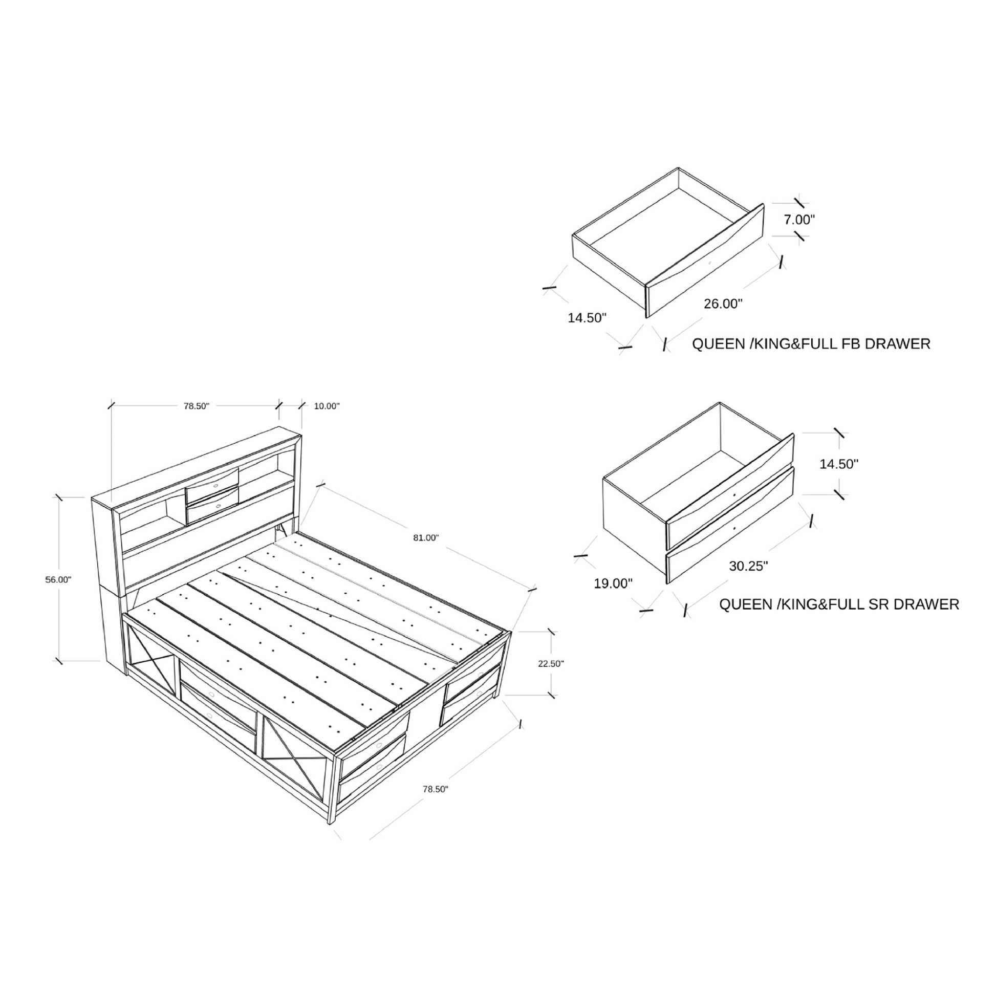 Lucille - Bed With Storage And Bookcase Headboard - The Sleep Loft - Online Mattress Showroom NYC