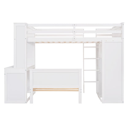 Loft Bed With A Stand Alone Bed, Shelves, Desk, And Wardrobe - The Sleep Loft - Online Mattress Showroom NYC