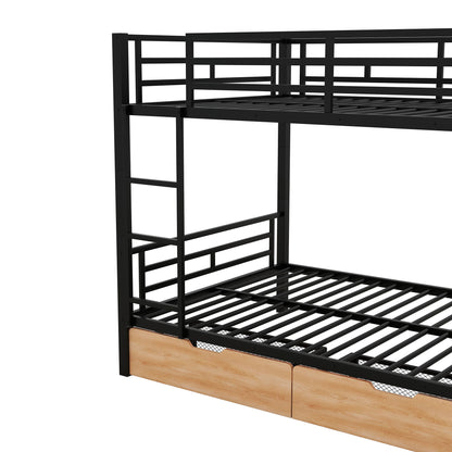 Full Size Convertible Bunk Bed With 2 Drawers Durable - Black - The Sleep Loft - Online Mattress Showroom NYC