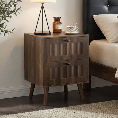 Double Drawer Bedside Table (Set of 2) - Walnut - The Sleep Loft - Online Mattress Showroom NYC