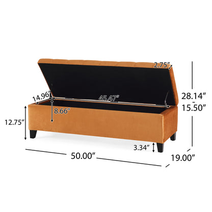 Wendover - Elegant Tufted Storage Bench With Lift-Up Top And Birch Wood Legs - The Sleep Loft - Online Mattress Showroom NYC
