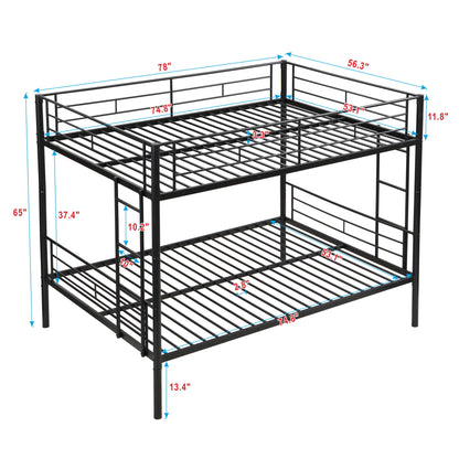 Full Over Full Modern Metal Bunk Bed With Trundle - Black - The Sleep Loft - Online Mattress Showroom NYC