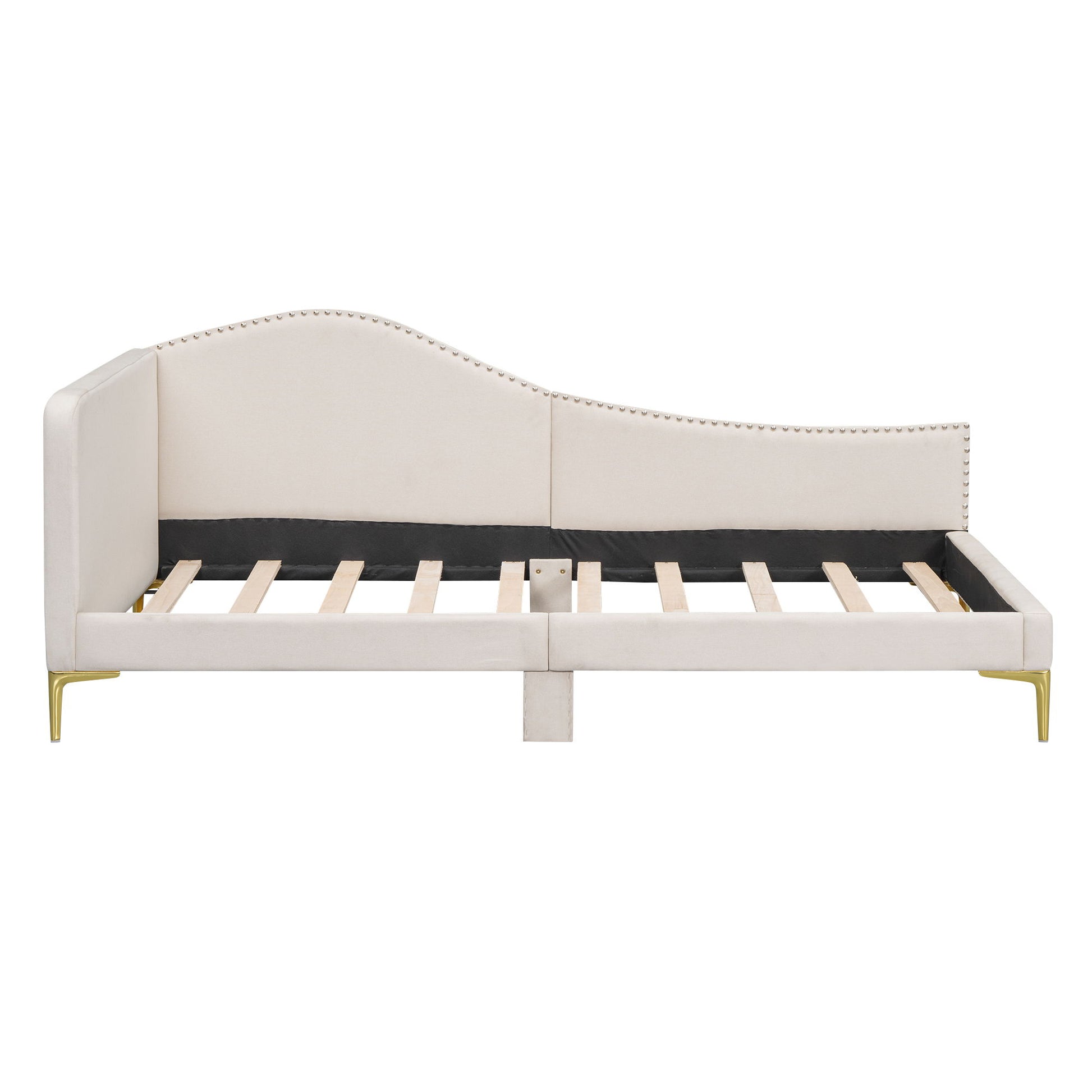 Upholstered Daybed With Headboard And Armrest, Support Legs - The Sleep Loft - Online Mattress Showroom NYC