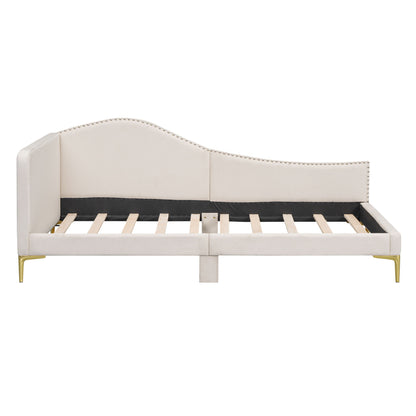 Upholstered Daybed With Headboard And Armrest, Support Legs - The Sleep Loft - Online Mattress Showroom NYC