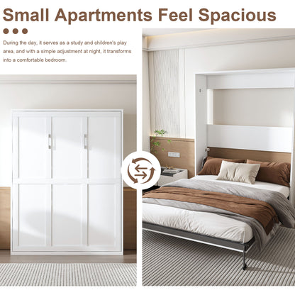 Queen Murphy Bed, Foldable Wall Bed, Space Saving Design For Bedrooms - White - The Sleep Loft - Online Mattress Showroom NYC
