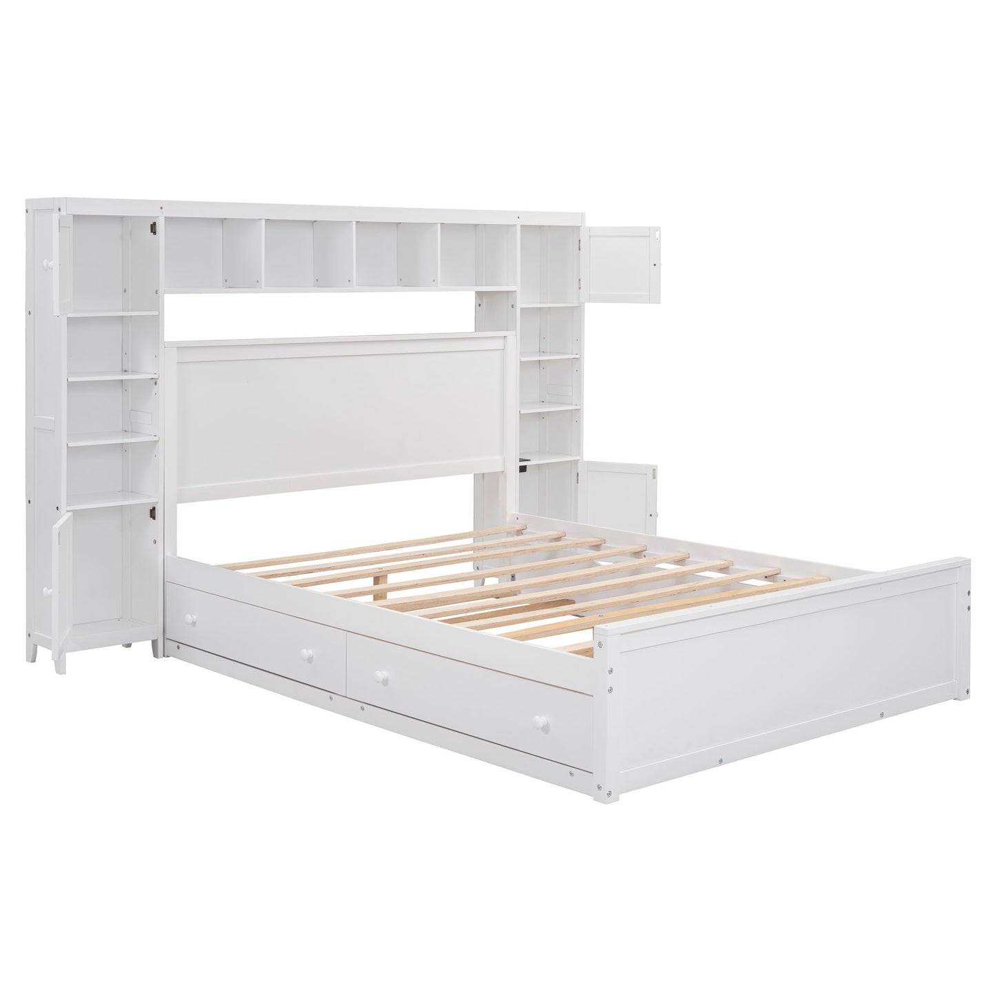Bed With All In One Cabinet, Shelf And Sockets, Twin Long Trundle - The Sleep Loft - Online Mattress Showroom NYC