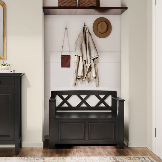 Amherst - Small Transitional Entryway Storage Bench - The Sleep Loft - Online Mattress Showroom NYC