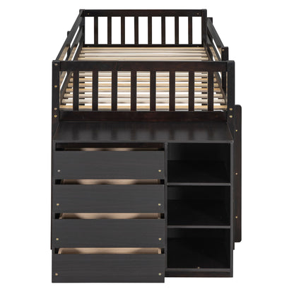 Bunk Bed With 4 Drawers And 3 Shelves - The Sleep Loft - Online Mattress Showroom NYC