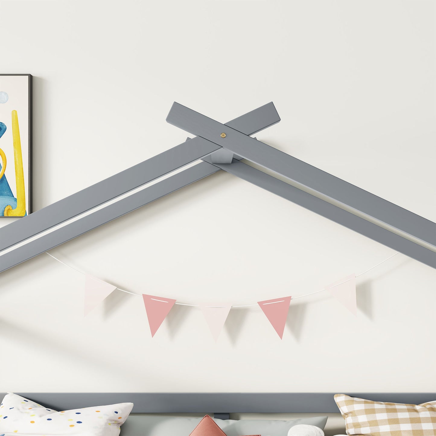 Low Loft House Bed With Slide, Ladder, Safety Guardrails, House Roof Frame - The Sleep Loft - Online Mattress Showroom NYC