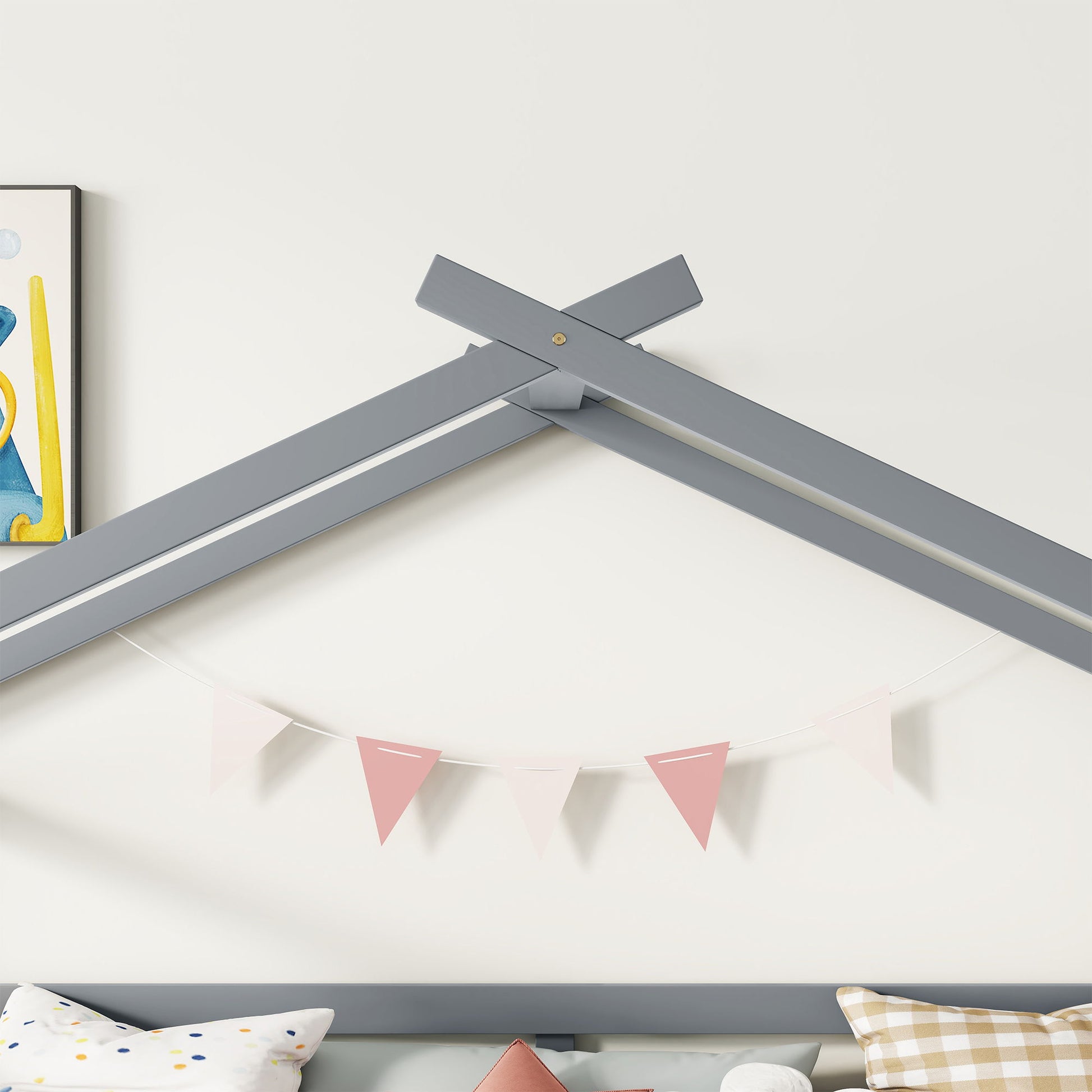Low Loft House Bed With Slide, Ladder, Safety Guardrails, House Roof Frame - The Sleep Loft - Online Mattress Showroom NYC