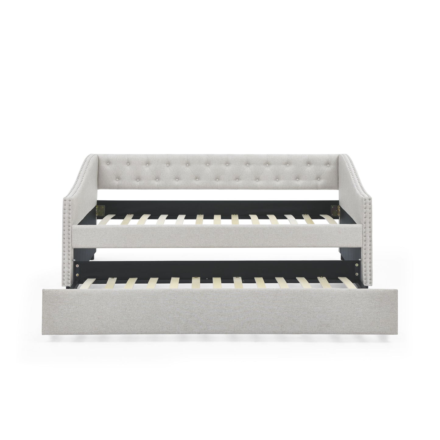Upholstered Tufted Daybed With Drawers, Waved Arms - The Sleep Loft - Online Mattress Showroom NYC