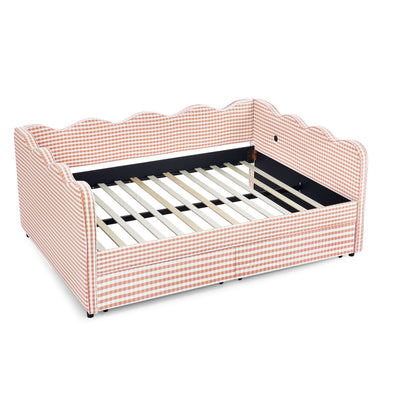 Gingham Daybed With USB Charging Port, Wave-Shaped Design - The Sleep Loft - Online Mattress Showroom NYC