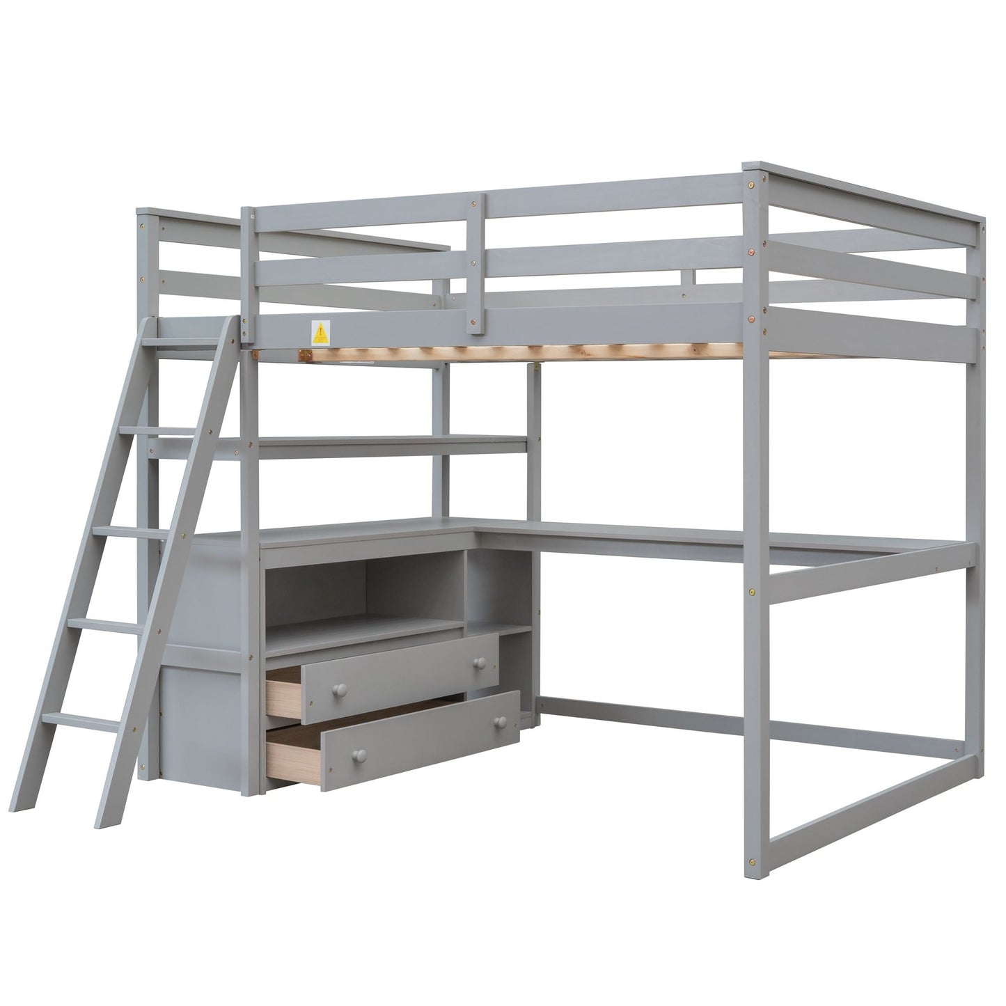 Modern Loft Bed With Built In Desk, Shelves, And 2 Drawers - The Sleep Loft - Online Mattress Showroom NYC