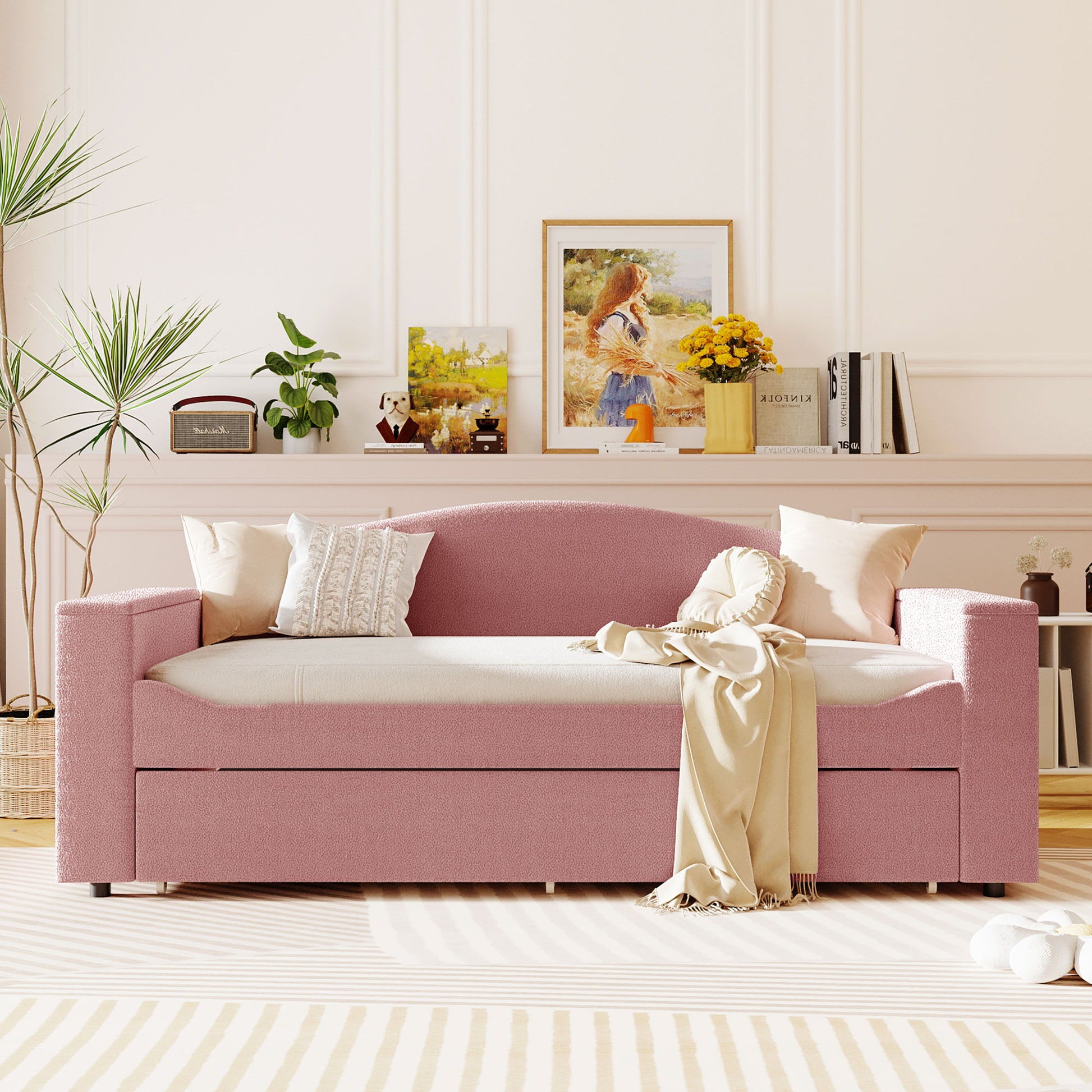Upholstered Daybed With Storage Armrests, Trundle And Latest Integrated tooth Audio System - The Sleep Loft - Online Mattress Showroom NYC