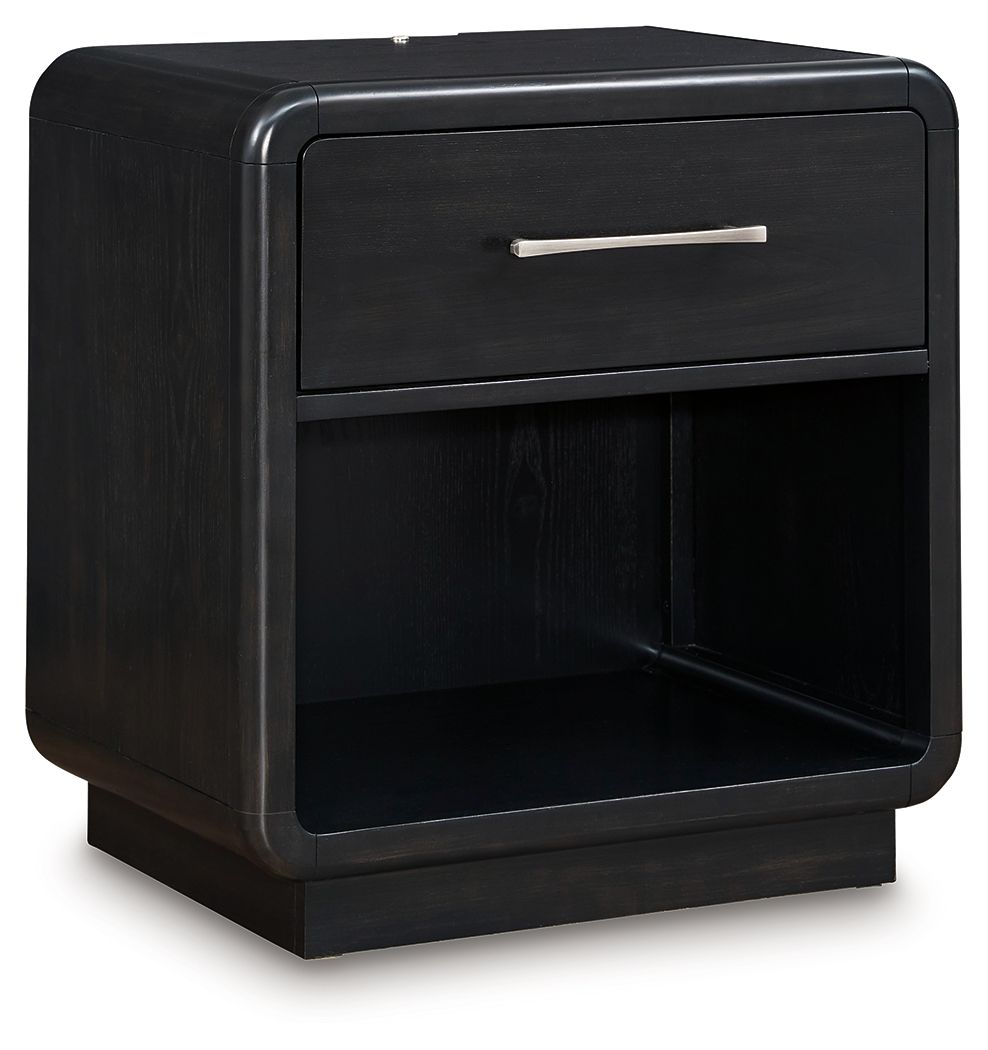 Rowanbeck - One Drawer Night Stand - Black - The Sleep Loft - Online Mattress Showroom NYC