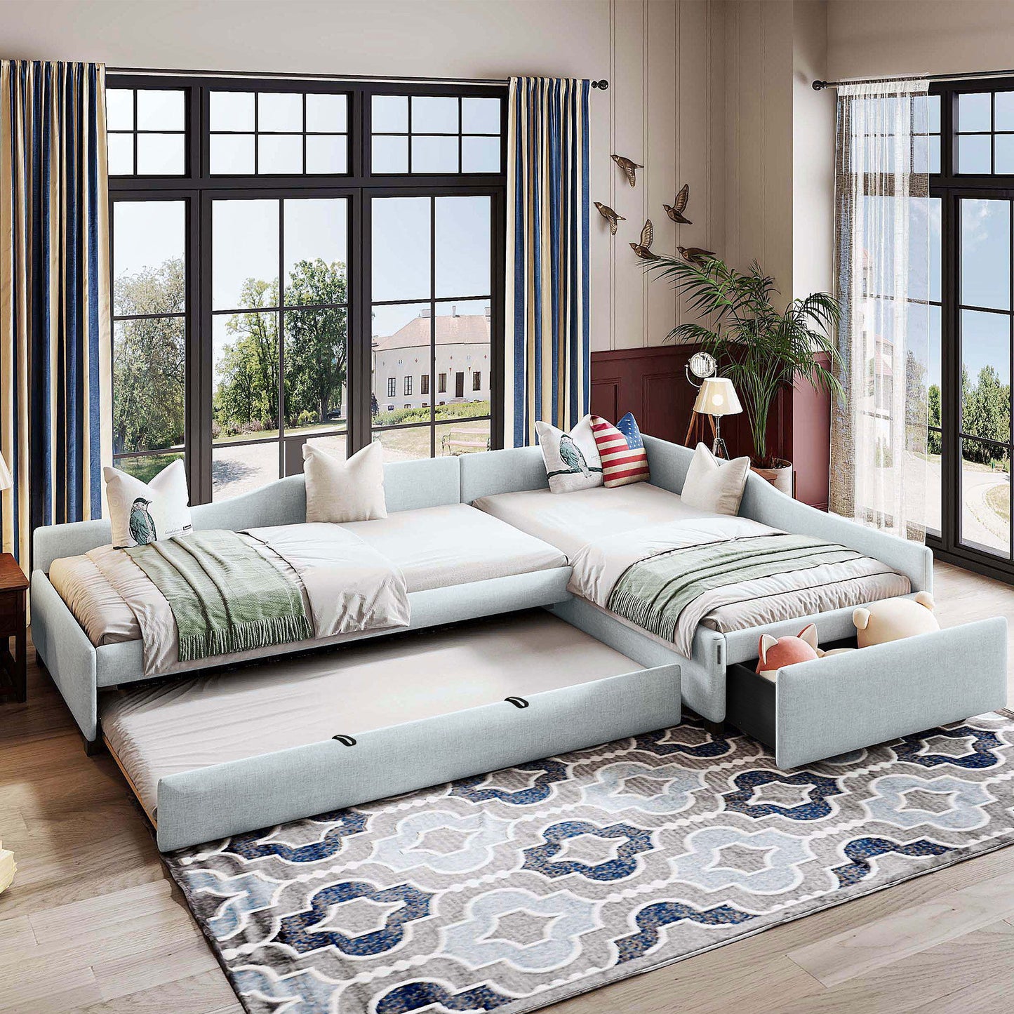 Upholstered Double Daybed With Trundle And Drawer - The Sleep Loft - Online Mattress Showroom NYC