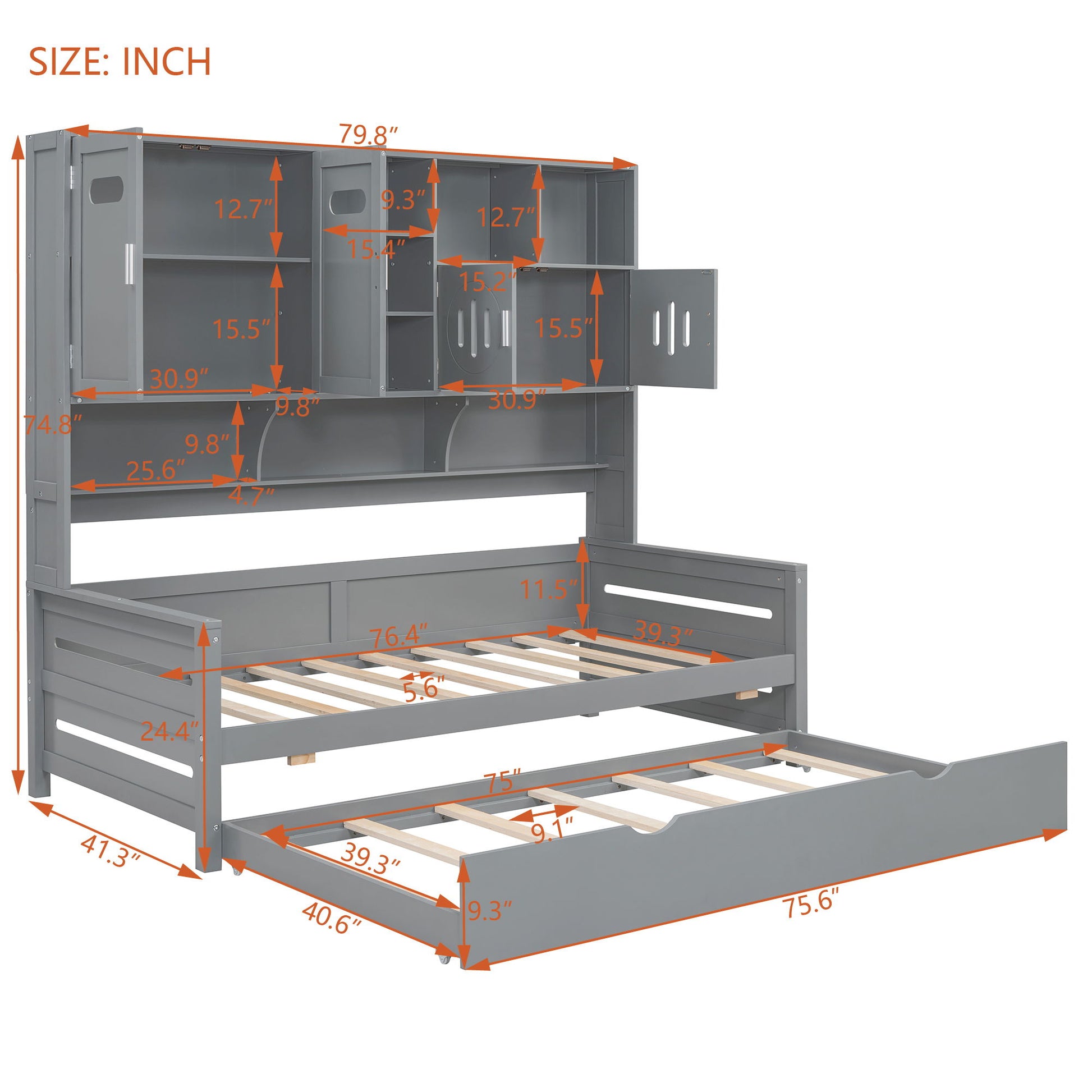 Daybed With All-In-One Cabinet And Shelf - The Sleep Loft - Online Mattress Showroom NYC