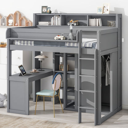 Loft Bed With Built In Desk, Storage Shelves, And Wardrobe - The Sleep Loft - Online Mattress Showroom NYC
