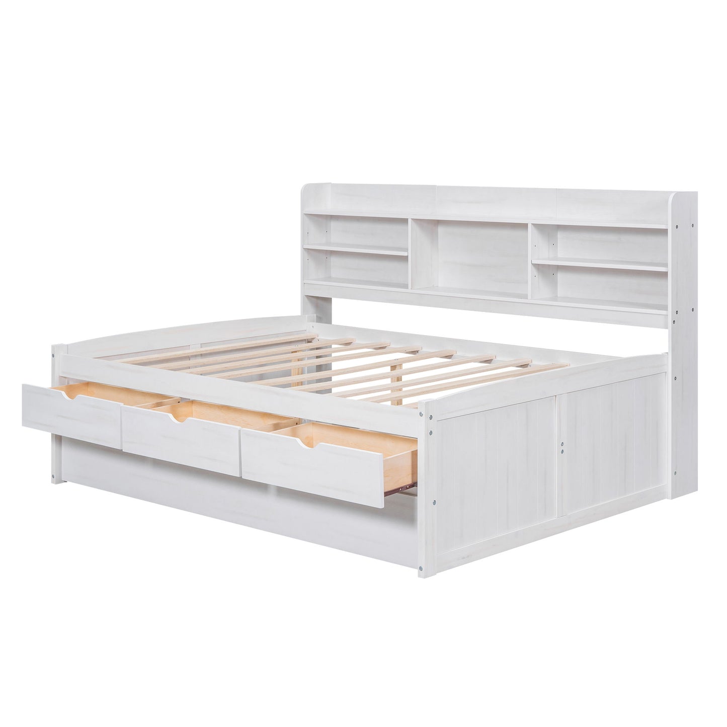 Captain Bed With Built In Bookshelves, 3 Storage Drawers, And Trundle - The Sleep Loft - Online Mattress Showroom NYC