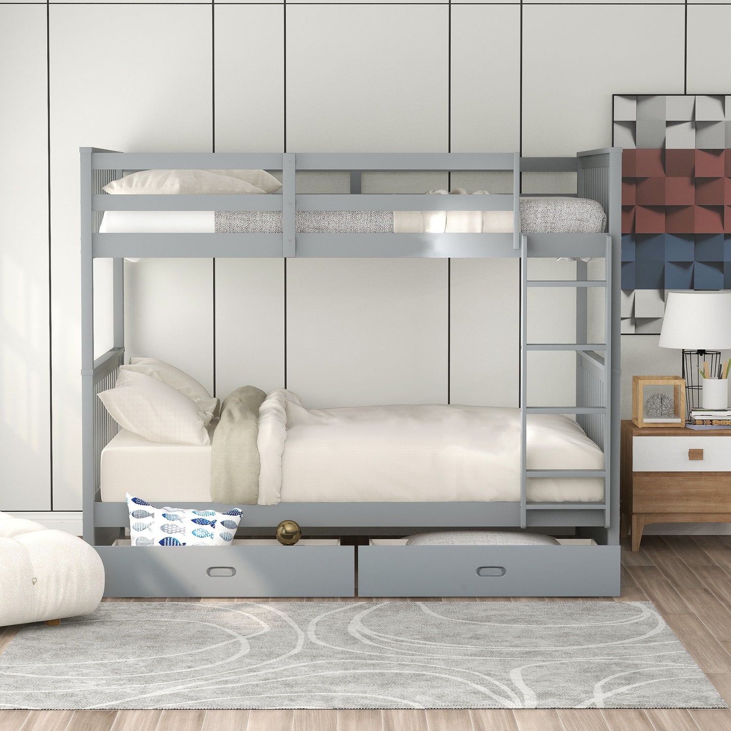 Bunk Bed With Ladders And 2 Storage Drawers - The Sleep Loft - Online Mattress Showroom NYC