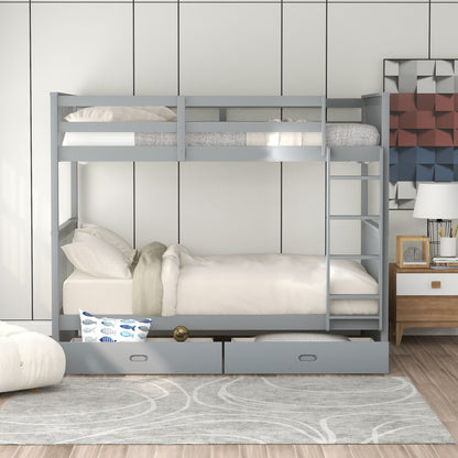 Bunk Bed With Ladders And 2 Storage Drawers - The Sleep Loft - Online Mattress Showroom NYC