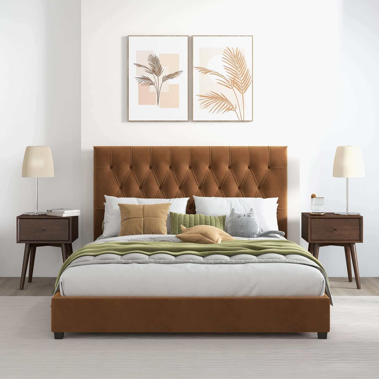 Donald - Mid-Century Modern Upholstered Platform Bed - The Sleep Loft - Online Mattress Showroom NYC