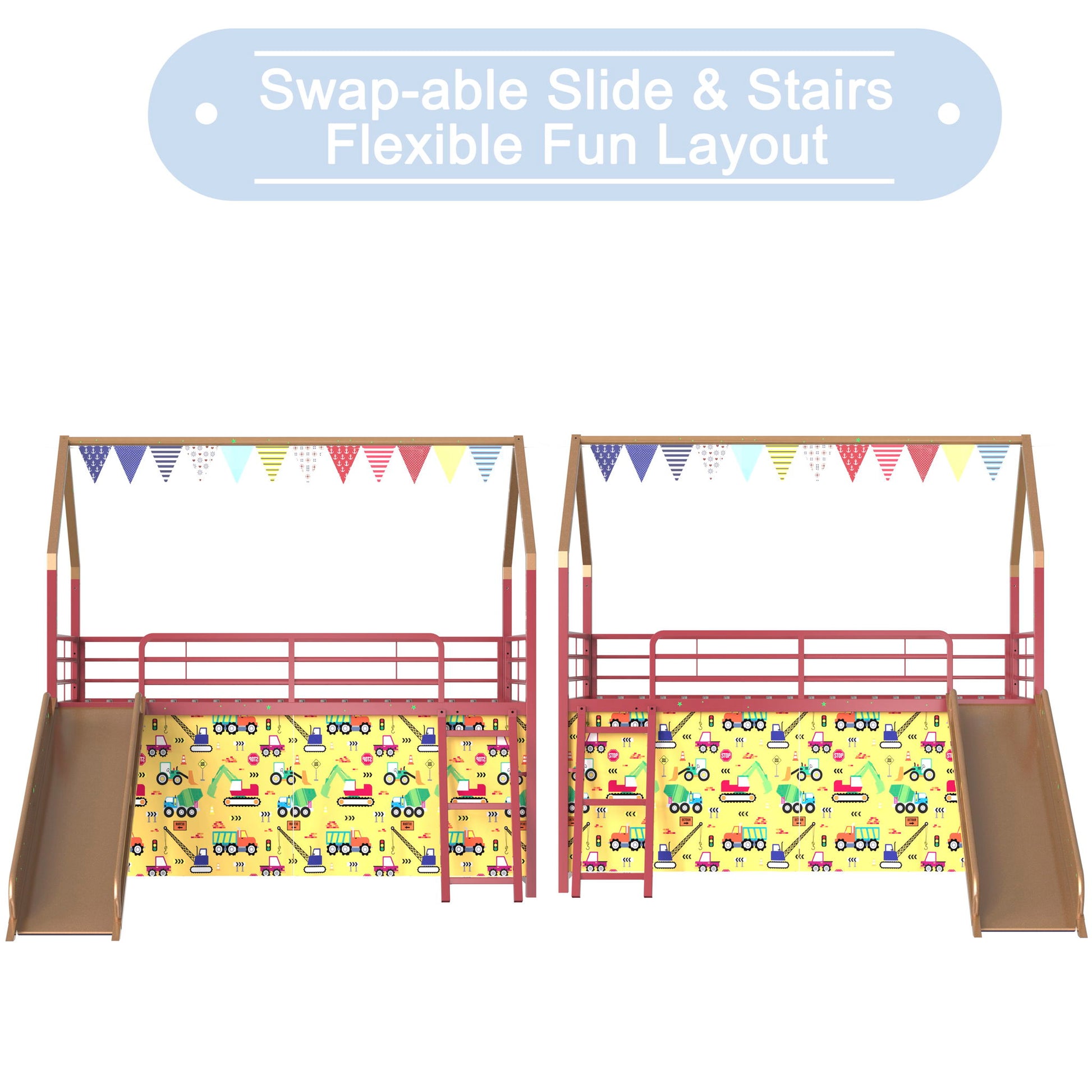 Jack - House Loft Bed With Slide And Curtain Set - The Sleep Loft - Online Mattress Showroom NYC