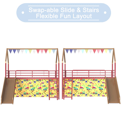 Jack - House Loft Bed With Slide And Curtain Set - The Sleep Loft - Online Mattress Showroom NYC