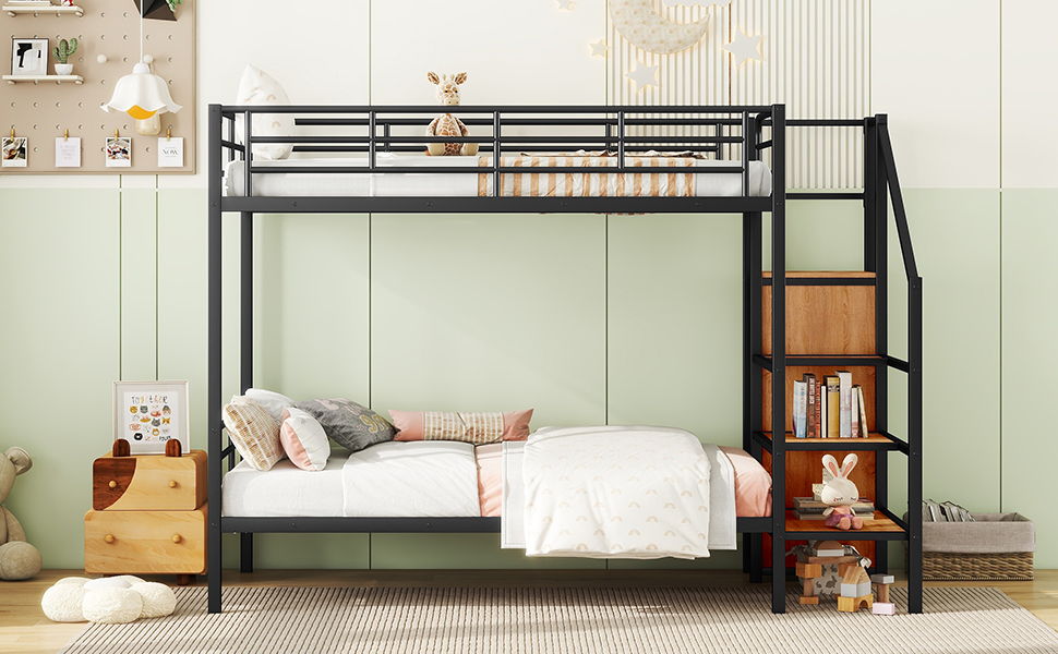 Bunk Bed With Lateral Storage Ladder And Wardrobe - The Sleep Loft - Online Mattress Showroom NYC