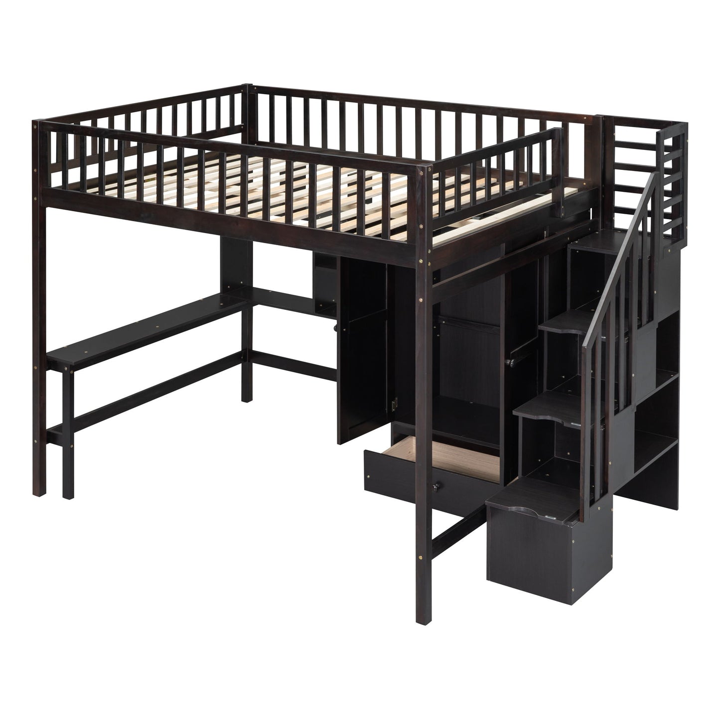 Loft Bed With Bookshelf, Drawers, Desk, And Wardrobe - The Sleep Loft - Online Mattress Showroom NYC
