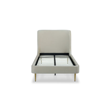 Mid-Century Modern Upholstered Bed With Curved Headboard - The Sleep Loft - Online Mattress Showroom NYC