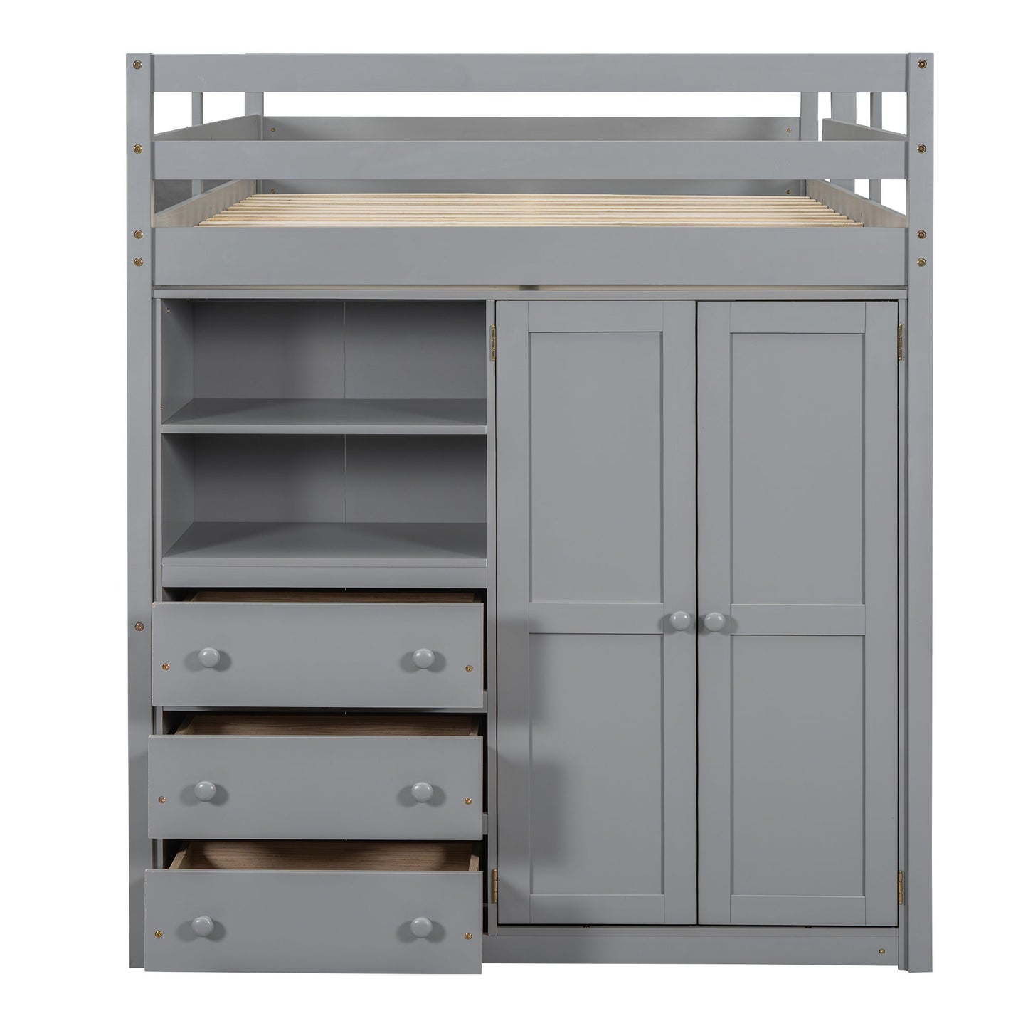 Loft Bed With Built In Wardrobe, Shelves And Drawers - The Sleep Loft - Online Mattress Showroom NYC