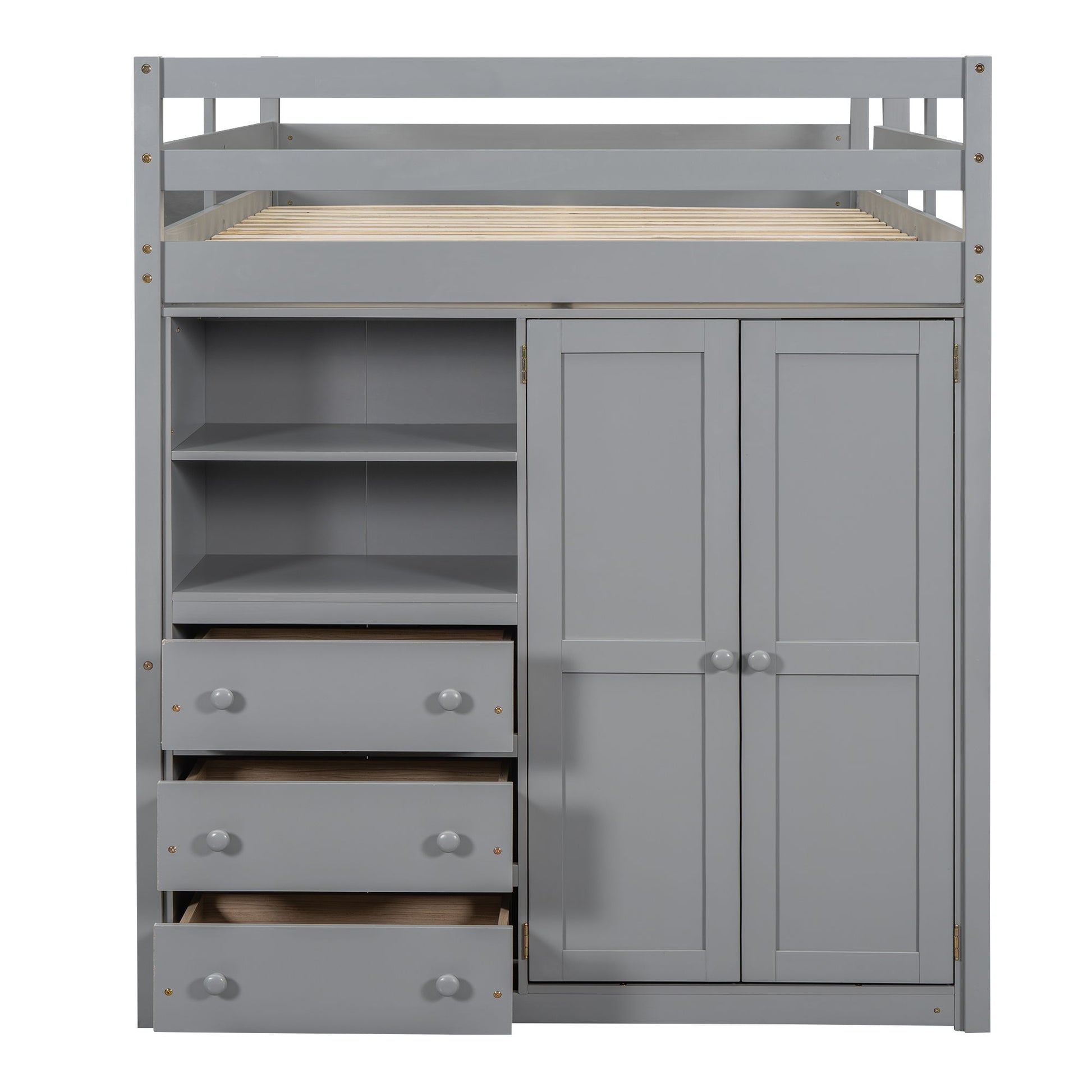 Loft Bed With Built In Wardrobe, Shelves And Drawers - The Sleep Loft - Online Mattress Showroom NYC