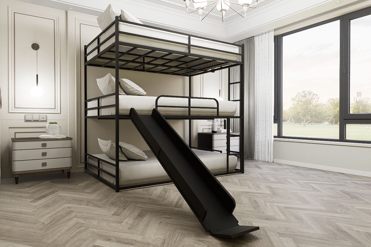 Twin Size House Loft Bed With Slide And Ladder - Black - The Sleep Loft - Online Mattress Showroom NYC