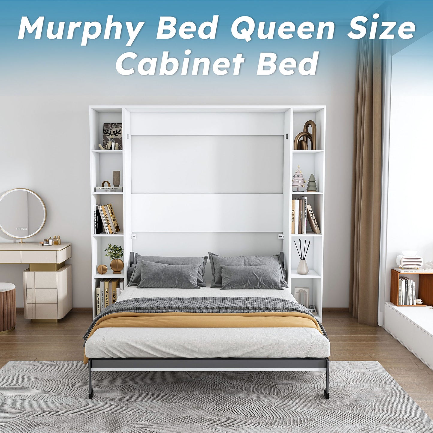 Queen Murphy Bed With Storage Cabinet - White - The Sleep Loft - Online Mattress Showroom NYC