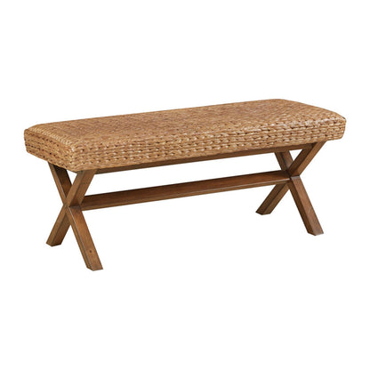 Bench With Water Hyacinth Seat - Brown - The Sleep Loft - Online Mattress Showroom NYC