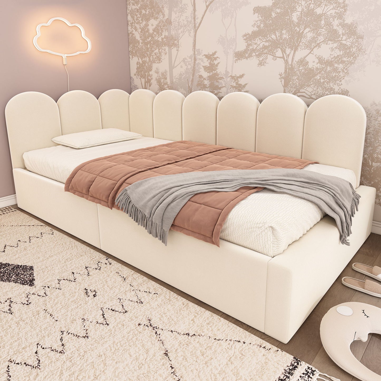 Upholstered Daybed With Metal Slatted Base - The Sleep Loft - Online Mattress Showroom NYC