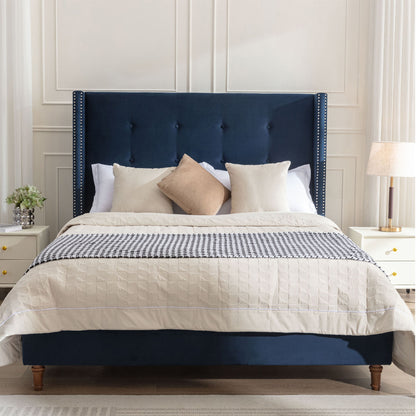 Peyton - Upholstered Bed With 54" High Headboard, Traditional Hand Buttoned Tufting - The Sleep Loft - Online Mattress Showroom NYC