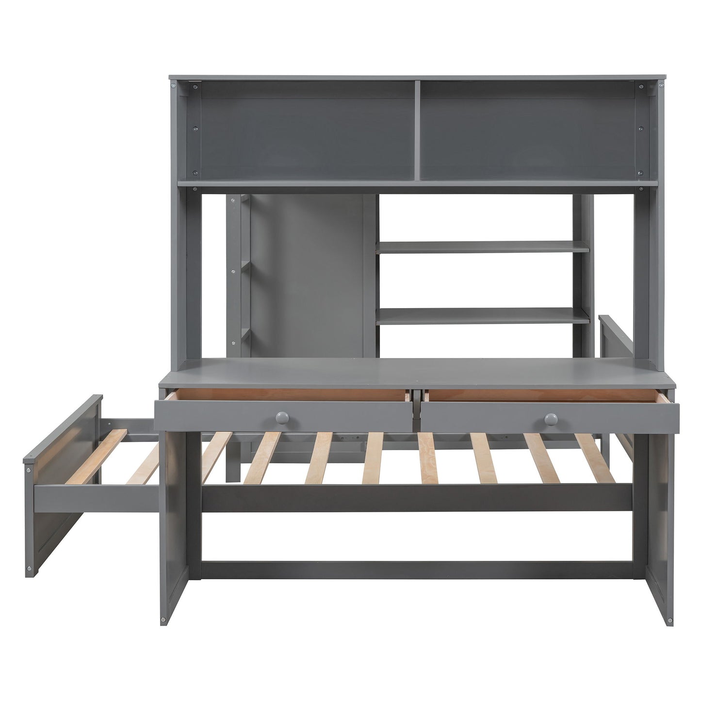 Loft Bed With A Twin Size Standalone Bed, Shelves, Desk, And Wardrobe - The Sleep Loft - Online Mattress Showroom NYC