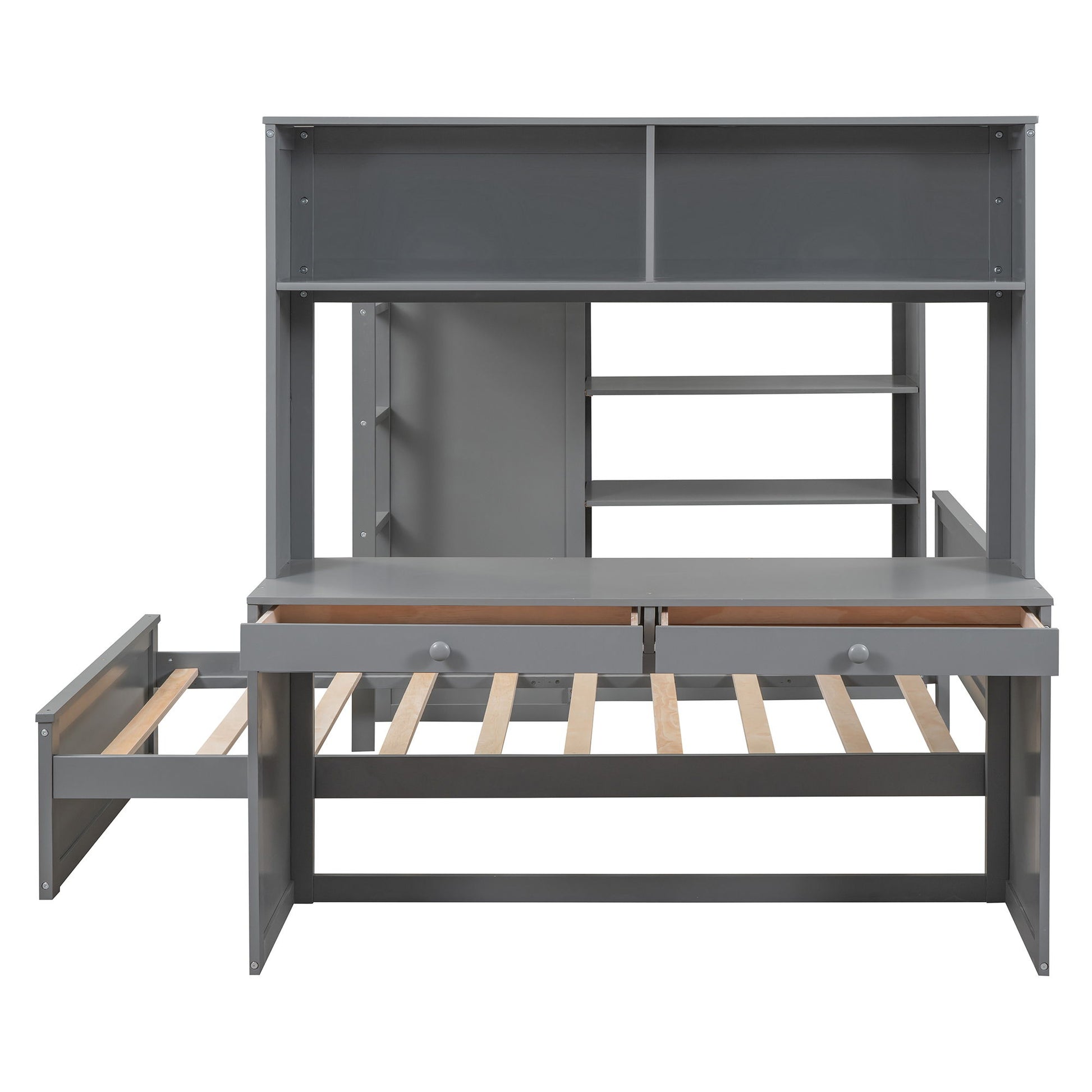 Loft Bed With A Twin Size Standalone Bed, Shelves, Desk, And Wardrobe - The Sleep Loft - Online Mattress Showroom NYC