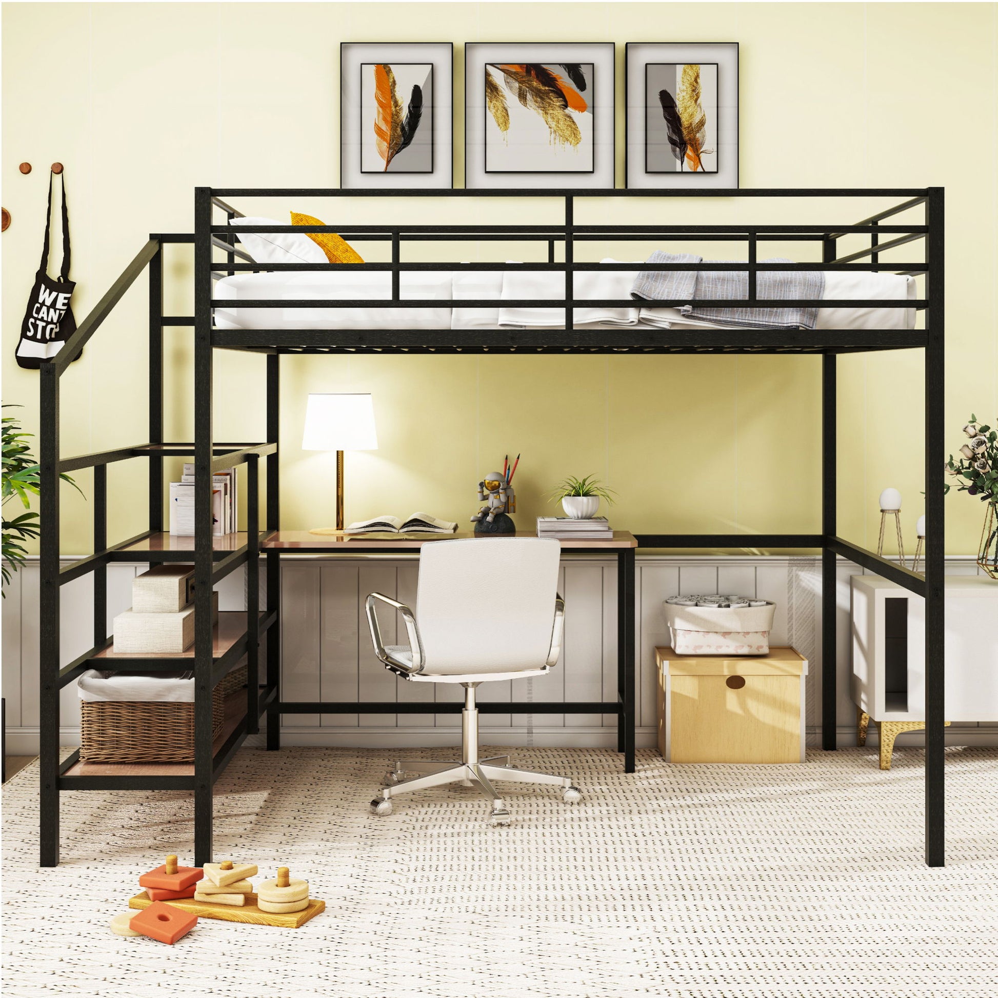 Loft Bed With Desk And Lateral Storage Ladder - The Sleep Loft - Online Mattress Showroom NYC