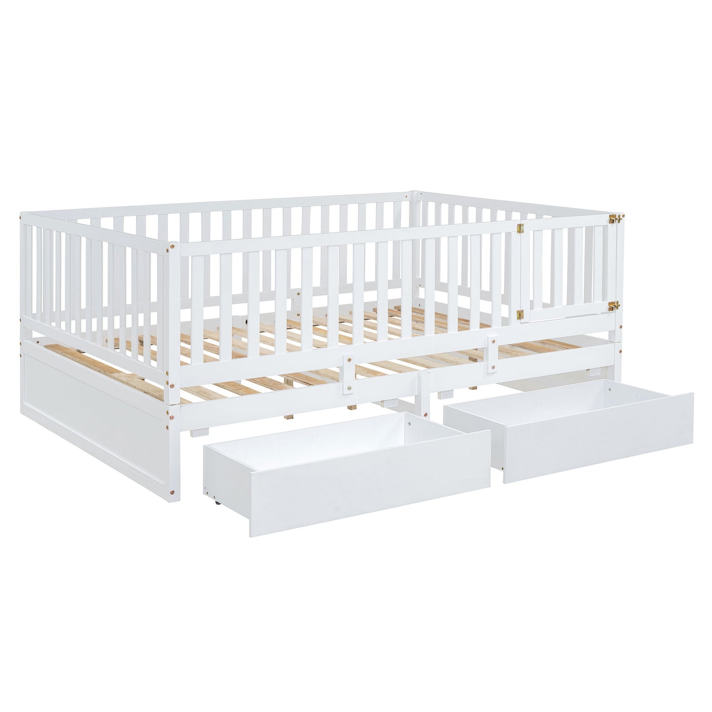 Daybed With Fence Guardrails And 2 Drawers, Split Into Independent Floor Bed & Daybed - The Sleep Loft - Online Mattress Showroom NYC