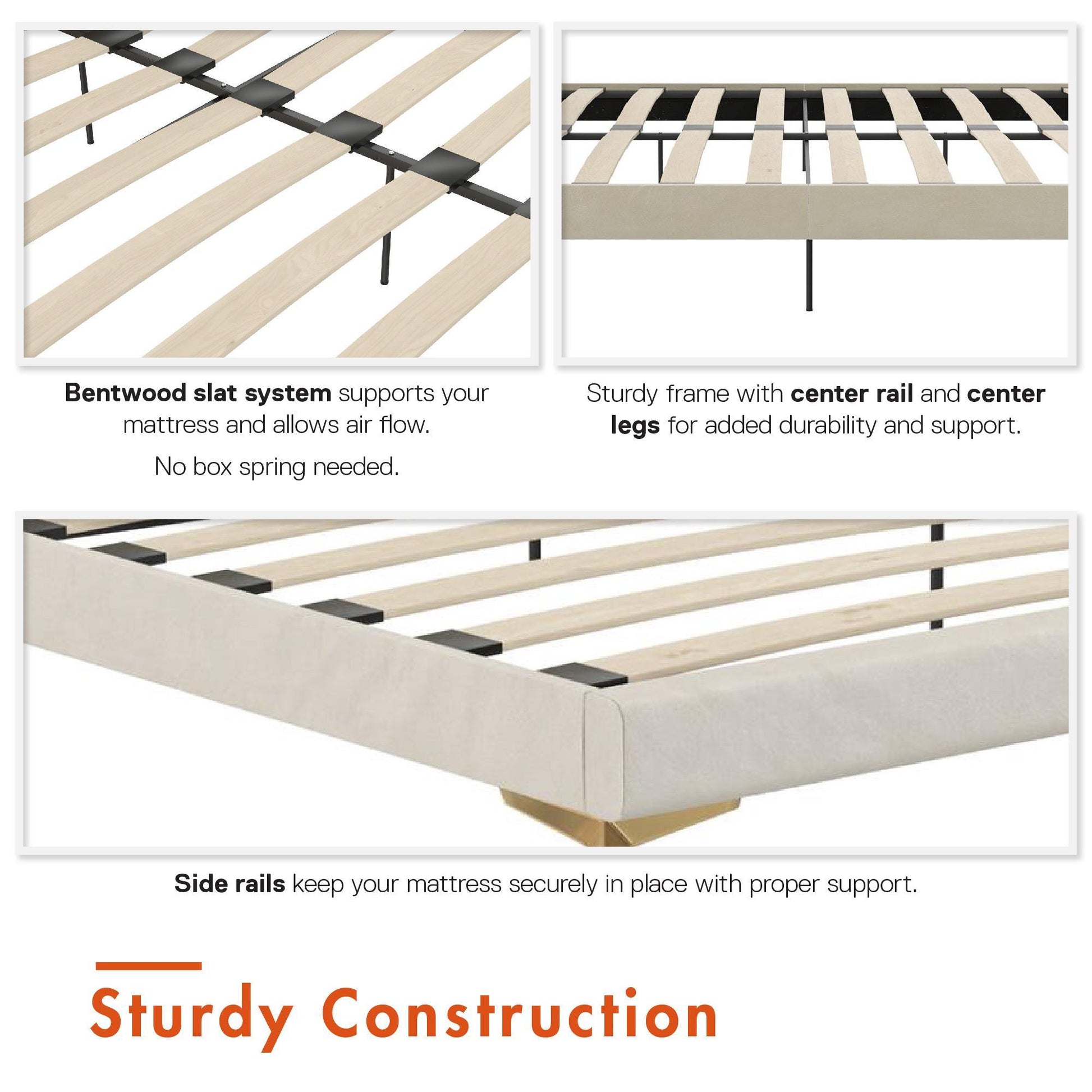 Coco - King Size Upholstered Bed - Ivory - The Sleep Loft - Online Mattress Showroom NYC